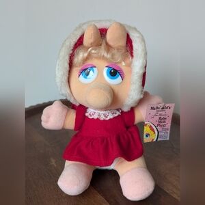 VINTAGE BABY MISS PIGGY 10" 1987 JIM HENSON  STUFFED ANIMAL PLUSH MUPPETS NWT